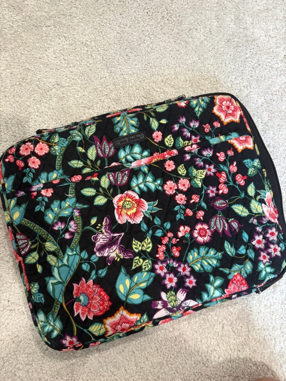 Vera Bradley Laptop Sleeve Case / Organizer - Vines Floral Black